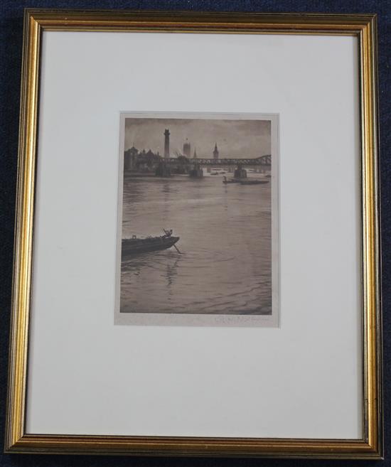 Christopher Richard Wynne Nevinson (1889-1946) View of the Thames, 7.25 x 5.5in.